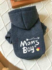 PETCIRCLE 1件宠物衣服，狗/猫连帽卫衣，印花套头衫，适合小型/中型犬 - 深灰色 - 查看 5