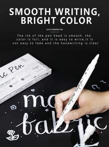 6 szt./zestaw biały wodoodporny trwały marker do tkanin tekstylnych do koszulek, butów, ubrań, drewna, kamienia, sztuki DIY, graffiti, rysowania, malowania, ręcznie malowane artykuły piśmiennicze - Biały - Zobacz 4