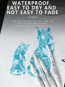 6 szt./zestaw biały wodoodporny trwały marker do tkanin tekstylnych do koszulek, butów, ubrań, drewna, kamienia, sztuki DIY, graffiti, rysowania, malowania, ręcznie malowane artykuły piśmiennicze - Biały - Zobacz 3