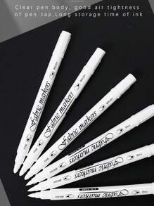 6 szt./zestaw biały wodoodporny trwały marker do tkanin tekstylnych do koszulek, butów, ubrań, drewna, kamienia, sztuki DIY, graffiti, rysowania, malowania, ręcznie malowane artykuły piśmiennicze - Biały - Zobacz 5