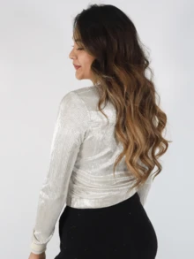 Chamarra metalica, cierre. - Amarillo - Ver 2