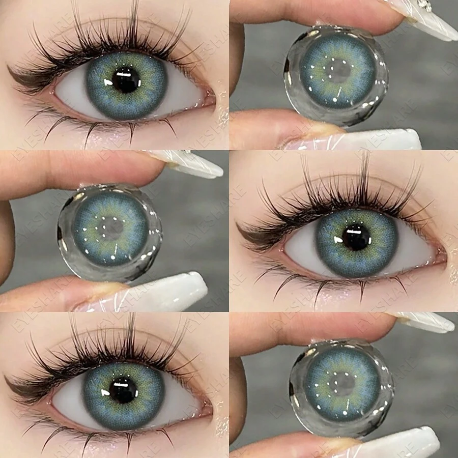 Eyeshare優視 1對新款wusu系列彩色眼瞳美瞳,年用彩色隱形眼鏡14.2mm - 藍色 - 查看 1