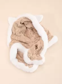 1pc Women's Rabbit Ears Design Fun Hat, Winter Fashion & Warmth - Beige - View 4