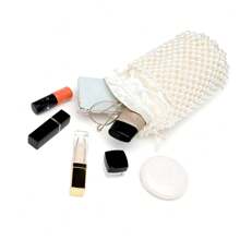 閃亮閃爍、閃閃發光,優雅精美的一件米色手編人造珍珠桶形女式手袋,適合晚宴裝扣包、晚宴派對女士手袋,適合女性,非常適合派對、婚禮、舞會和晚宴/宴會,是送給女性的最佳禮物 - 米色 - 查看 10