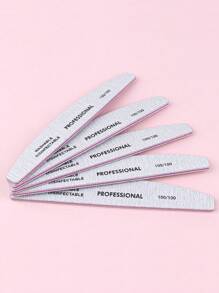 5 piezas Limas de uñas profesionales con forma de media luna 100/100 Grano Bloque de lijado de uñas Tabla de esmeril para uso doméstico y salón, Suministros de uñas, Herramientas de uñas, Herramientas de arte de uñas, Vuelta al colegio, Uñas, Herramientas para uñas postizas - Gris Claro - Ver 3