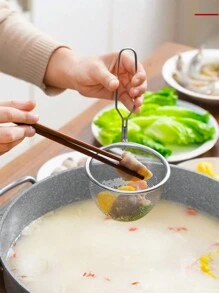 Passeoire À Nouilles / Écumoire En Fil D'acier 304 Pour La Friture, Cuillère De Cuisine Avec Crochet Pour Le Pot Chaud / Shabu Shabu / Fondue De Viande, Écumoire Avec Crochet Pour Le Pot Chaud / Shabu Shabu / Fondue De Viande