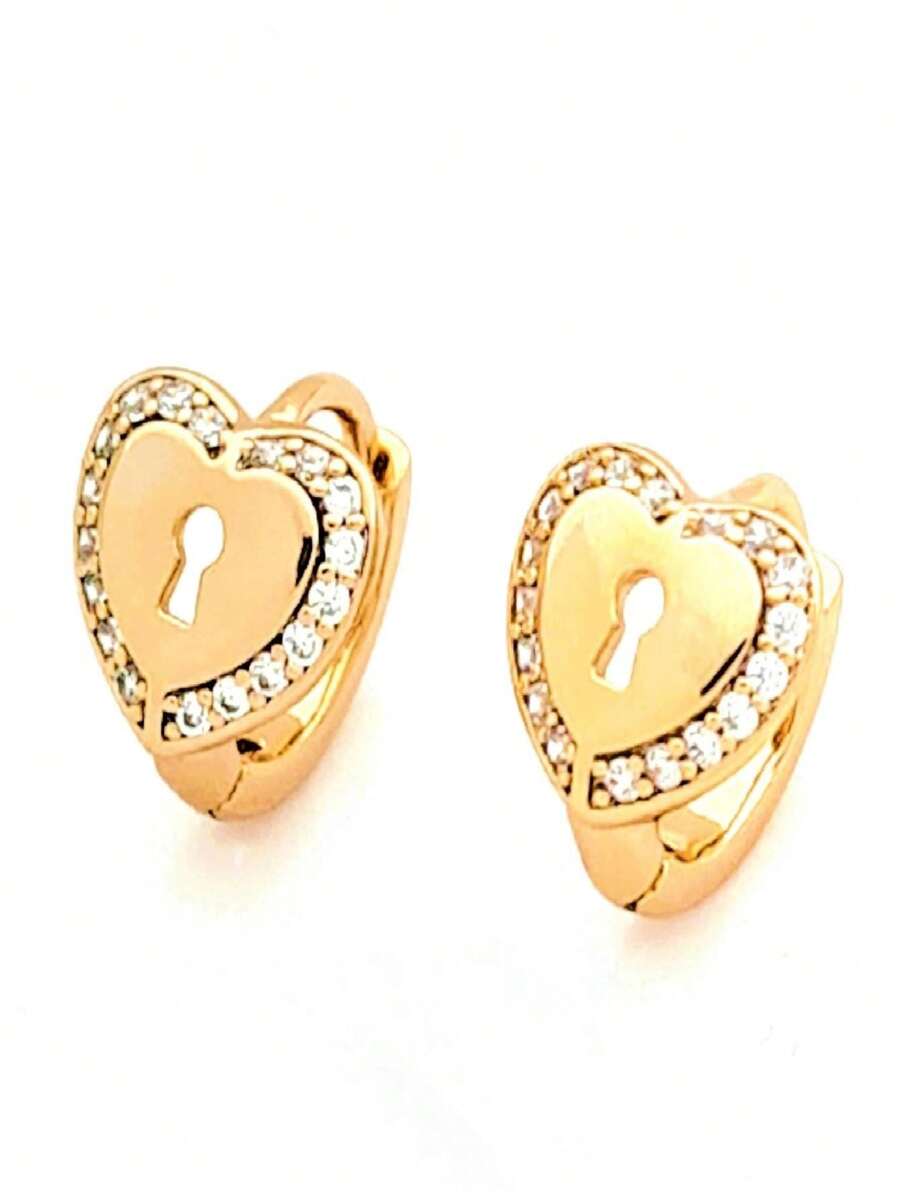Girls Heart Hoop Earrings Fine Girls 18k Laminated Gold