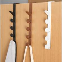 4pcs Over-The-Door Hooks, Damage-Free Hanging Racks For Clothes Storage - Black - View 2