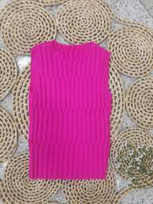 Women Knit Tops - 玫紅色 - 查看 4