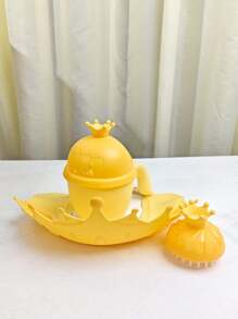Crown Shaped Shower Cap Bath Set For Children/babies, Includes Waterproof Ear Protection Cap And Hair Washing Tool - Yellow - View 4