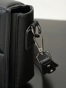 1 件新款格纹 PU 皮包，休闲商务单肩包斜挎包单肩包侧包方形包，适合节日旅行必备大学生书包徒步旅行冬季大容量多功能户外便携时尚休闲爸爸礼物男友礼物度假趣味礼物圣诞节感恩节礼物胸包侧包挎包流浪包臀包手提包情人节复古黑包节日必备露营单肩包贴纸返校情人节礼物男士情人节礼物复古礼品包包斜挎包春季复古包学校用品 - 黑色 - 查看 8