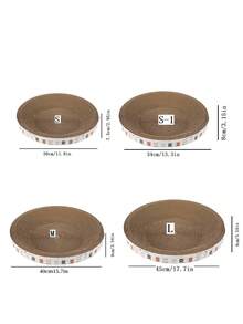 1入大型圓形瓦楞紙貓抓板和床,堅固耐用,部分顏色隨機 - 卡其色 - 查看 3