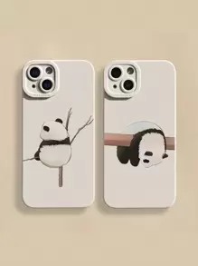 2 ốp lưng điện thoại dày dặn in hình gấu trúc hoạt hình, màu be, có lỗ camera thẳng, tương thích với iPhone, , , . Phiên bản quốc tế, không phải phiên bản nội địa. - Nhiều màu - Xem 1