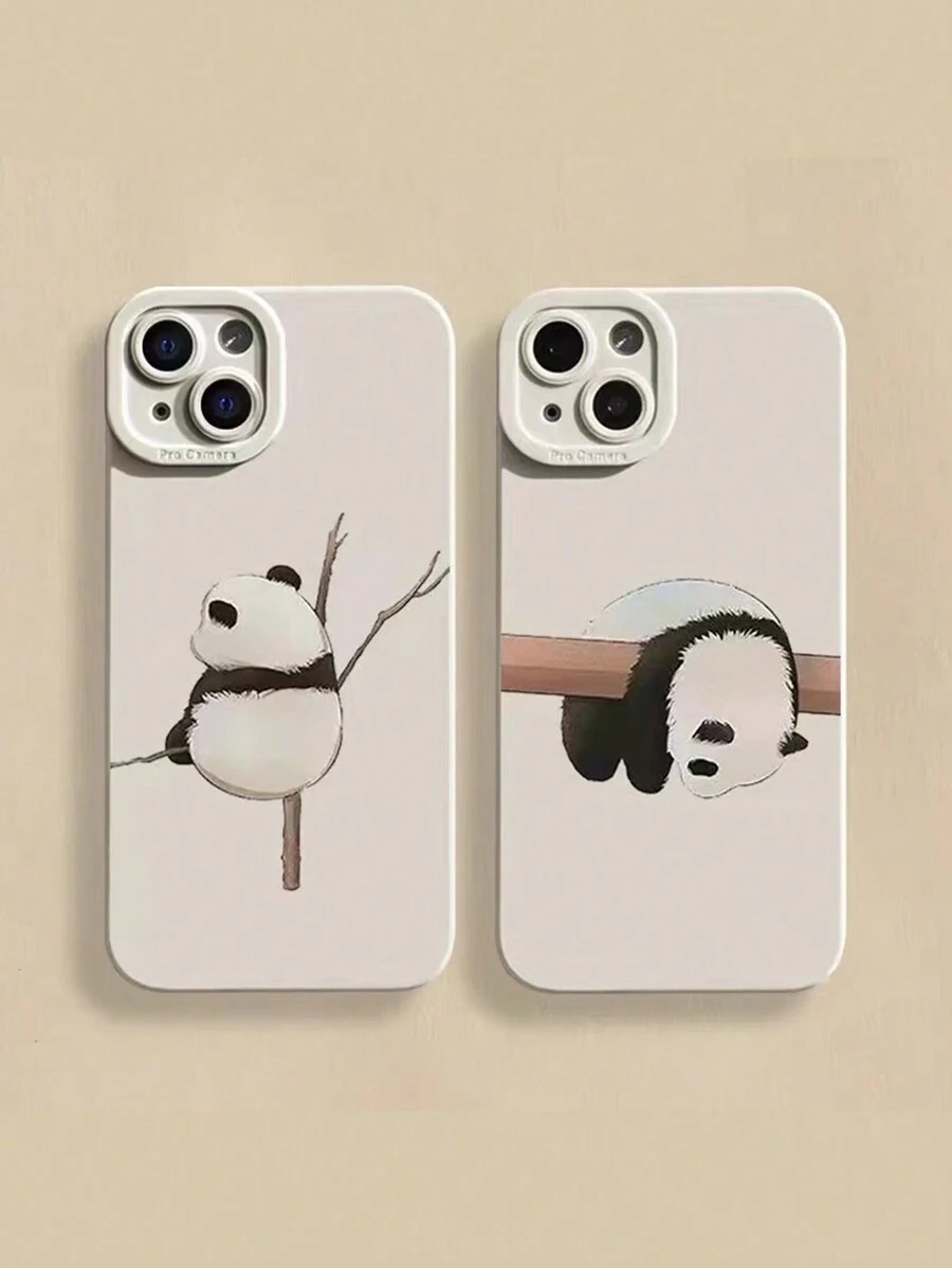 2 ốp lưng điện thoại dày dặn in hình gấu trúc hoạt hình, màu be, có lỗ camera thẳng, tương thích với iPhone, , , . Phiên bản quốc tế, không phải phiên bản nội địa. - Nhiều màu - Xem 1