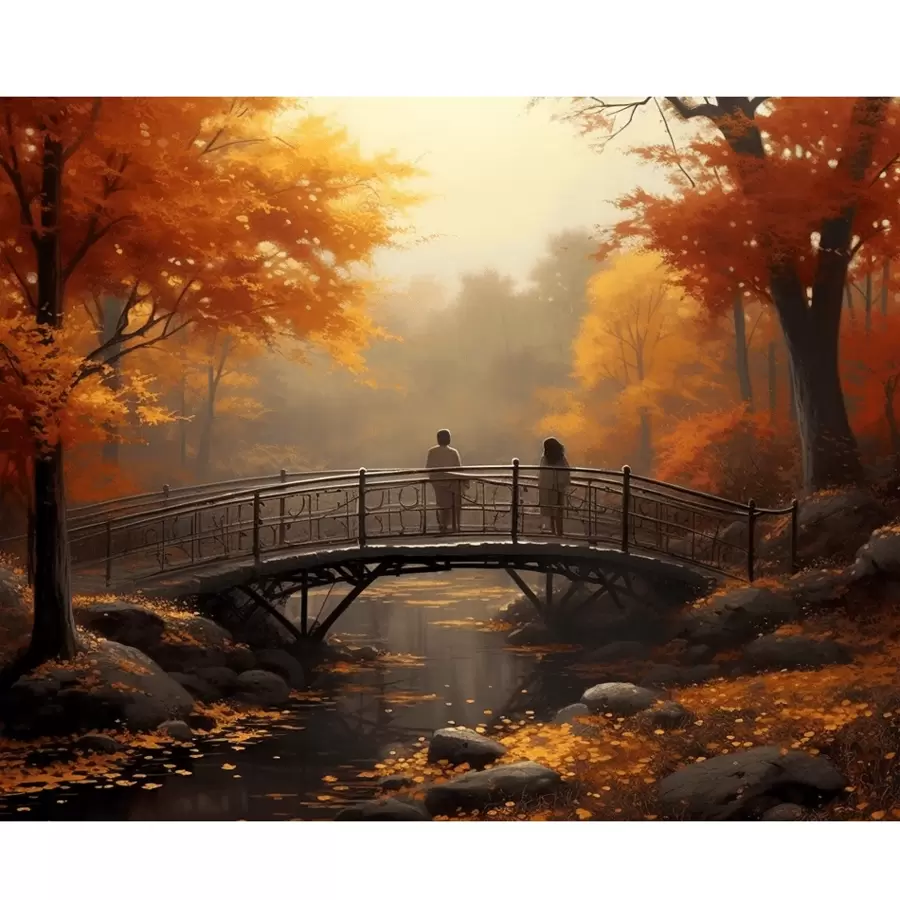 1入組/套成人diy按照數字繪畫套件,秋季花園風景繪畫,現代牆面家居裝飾,禮物 40x50cm/16x20英寸,不含畫框 - 彩色 - 查看 1