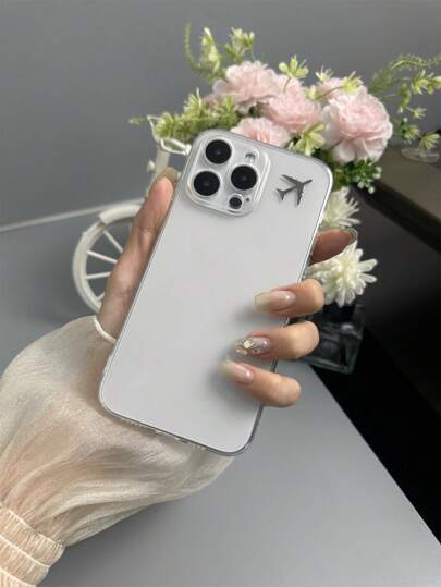 1 pezzo Custodia telefonica trasparente e forata in TPU con logo argentato, compatibile con modelli Apple, Redmi, Honor