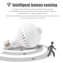 1 Pieza Bombilla De Luz Led Inteligente Con Sensor Infrarrojo, 9w Interfaz E27 Patrón De Rayas De Luz Pura Controlado Para La Iluminación De Pasillos Y Pasillos - Blanco - Ver 9