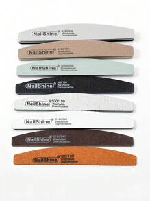 NailShine Mix Grit Nail File 80 100 150 180 240 320 Grit 8Pcs/Lot Nail File Moon Style Nail Polish File Set Waterproof Professional Nails Files Nail Sanding Block File Emery Board,Nail Supplies,Nail Tools,Nail Art Tools,Back To School,Nails,Nail Tools For Press On Nails - Multicolor - View 3