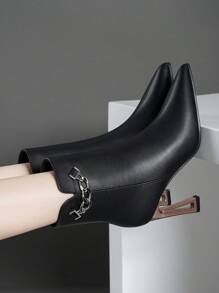 女款時尚細跟高跟短靴