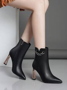 女款時尚細跟高跟短靴