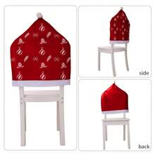 1pc Christmas Chair Cover, Santa Hat & Snowflake Pattern Chair Cap, Kitchen Dining Chair Stool Cover Set For Christmas Holiday Decoration - Red - View 6
