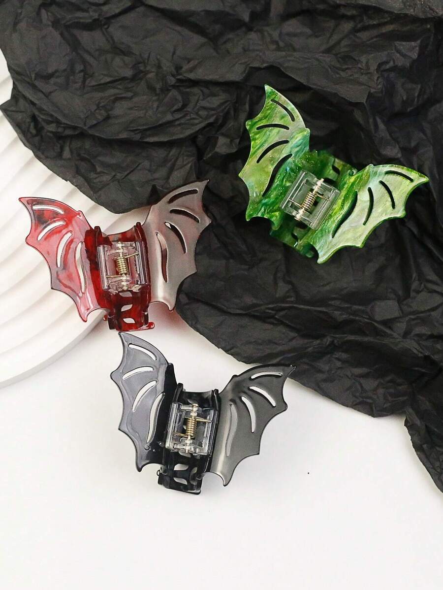 3pcs/set Women's Multicolor Bat Hair Clips For Daily Wear, Halloween Accessory - Multicolor - View 1