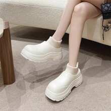 女士保暖内衬休闲运动鞋，2023 年秋冬新款运动鞋，白色 - 白色 - 查看 7