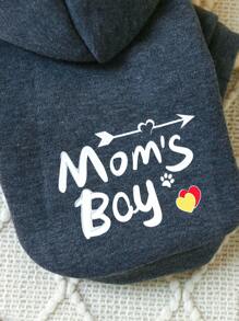 PETCIRCLE 1件宠物衣服，狗/猫连帽卫衣，印花套头衫，适合小型/中型犬 - 深灰色 - 查看 6