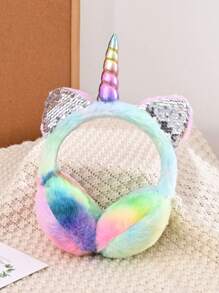 1 件儿童冬季耳罩，随机渐变色，温暖毛绒兔耳朵设计，可拉伸 - 粉色 - 查看 6