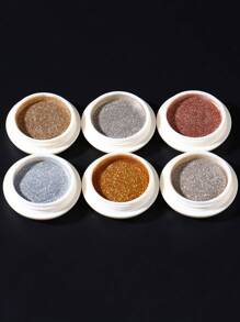 6件装金银色指甲粉颜料镜面金属摩擦美甲亮片装饰 - 金色 - 查看 7