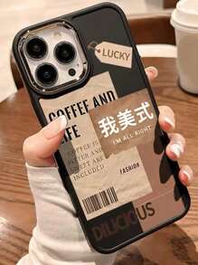 Kim loại Đen Khung trang trí Nút Sự bảo vệ Dày lên In Mẫu chữ Ốp lưng & bao da điện thoại , Thiết kế mới Tương thích với iPhone - Nhiều màu - Xem 3