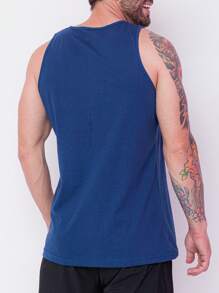 Men Tank Tops - Navy Blue - View 3