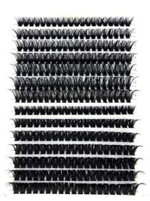 HBZGTLAD 14 Rows False Eyelashes Extension, Black Box Package, 50pcs+80pcs Mix Length, D Curl 0.07mm Thickness Mink Lashes, Natural And 3d Russian Volume, Individual Eyelashes Makeup Tool - Black - View 1