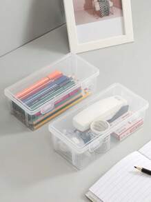 1pc Pencil Organizer Holder For Stationery With Large Capacity Transparent Pen Container, Suitable For Coloring Pencils, Crayons, Drawing And Sketching Pens - Clear - View 3