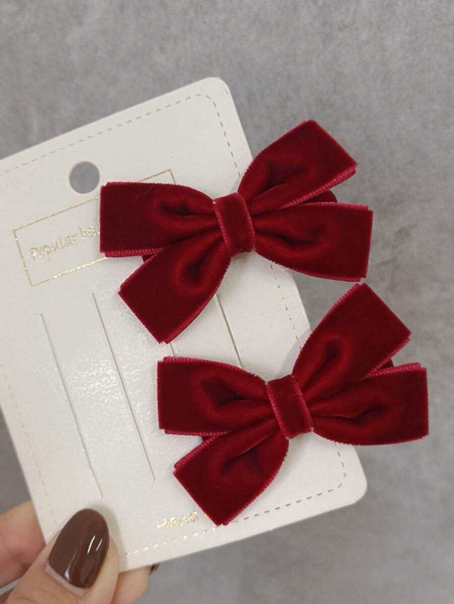 2pcs/pack Red Velvet Hair Clips