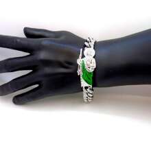 1pc St. Jude Decorated Bracelet Rhinestone Decoration Silver Color Men's Jewelry - Green - View 5