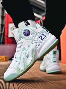 高幫男孩鞋,透氣,防滑,耐磨,合適的適用於秋天籃球聯係,中間學校運動鞋 - 彩色 - 查看 4