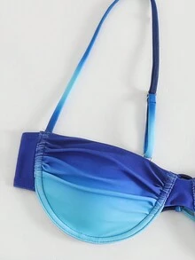 时尚性感渐变色侧系带比基尼套装 夏季 - 藍色 - 查看 4