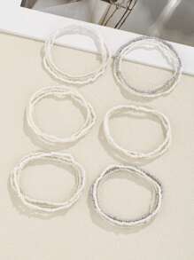 20入組波西米亞風格玻璃珠白色女士可疊加手鏈 - 白色 - 查看 2