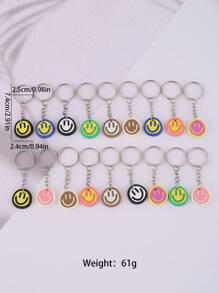18 件笑脸钥匙扣派对礼品，适合节日、派对、返校礼物 - 彩色 - 查看 4