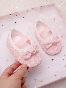 婴儿软底学步鞋，春秋冬婴儿鞋，0-3-6-12个月新生男女童袜子鞋 - 粉色 - 查看 1