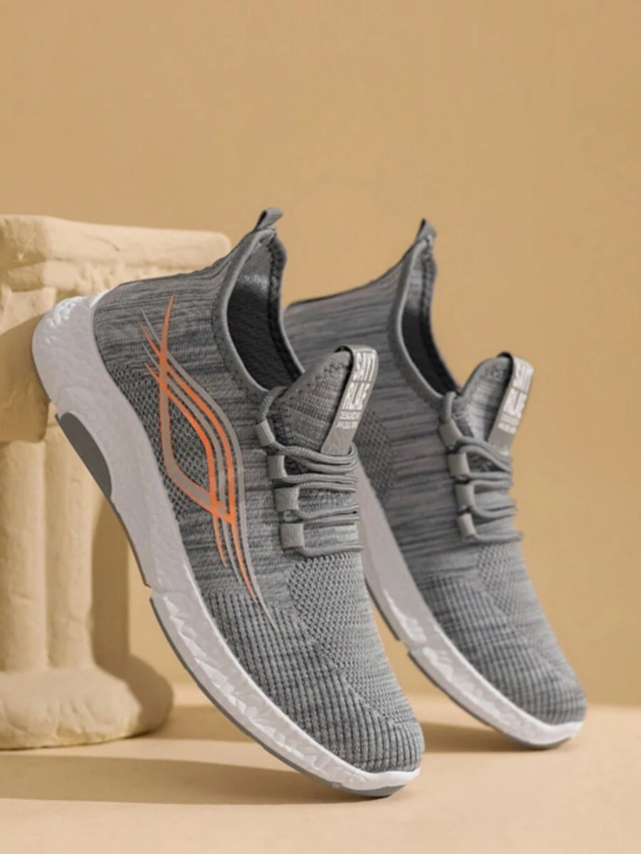 男款飛織網眼透氣防臭運動休閒鞋 - 米色 - 查看 1