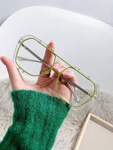 1 件女士飞行员风格镜框透明镜片眼镜，日常佩戴的时尚配饰 - 彩色 - 查看 3