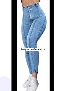 Pantalon tubo con raya en medio - Lavado ligero - Ver 1