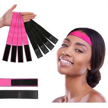 Wig Elastic Headband Adjustable Hook-and-loop Fastener
 Elastic Band Two-color Elastic Headband Elastic Wig Band - Hot Pink - View 1