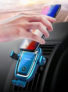 S19重力車載手機支架,搭載15w快速無線充電功能,車用手機支架 - 藍色 - 查看 1