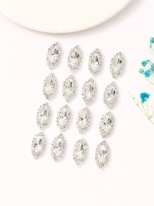 50pcs 7x15mm Colorful Glass Crystal Cloth Sewing Button With Claw Chain, For Diy Headwear, Clothing, Shoes & Bags Sewing Accessories - White - View 4