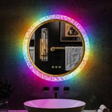 Lvifur RGB Anti-Fog Bathroom Mirror, LED Irregular Backlit Vanity Mirror with 7 Colors Dimmable,Adjustable Brightness,Momery Function,Wall Mounted Vanity Mirror, Lighted Bathroom Mirror