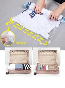小型 35 * 50cm 手卷真空压缩袋，适用于旅行节省空间袋，可重复使用的卷起压缩袋，衣服收纳，旅行必需品抽屉衣柜整理器壁橱收纳绗缝袋床下整理盒抽屉/衣柜整理器/壁橱收纳/绗缝袋床下整理盒/隔断衣服垃圾袋衣服适用于家庭卧室/返校/宿舍/杂物/内衣/胸罩/衣服/内衣/内裤/裤子/牛仔裤/袜子/T 恤/连衣裙/鞋子/可折叠 6/7/11 网格/包装必需品/衣服收纳盖 - 無色 - 查看 3