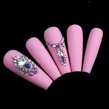 Nail Art Flat Back Rhinestone Set, 21 Compartments Storage Box With 2500pcs Round Rhinestones And 600pcs  Asymmetrical Shaped Rhinestones, Including Glue Pen, Suitable For DIY Nail Decoration - 白色 - 查看 4